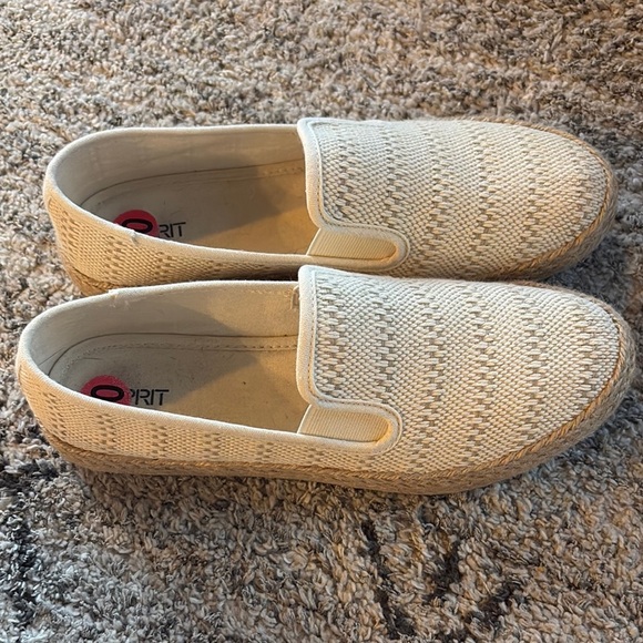 Esprit Textured JUTE and twine Cream Slip-Ons - Picture 1 of 3